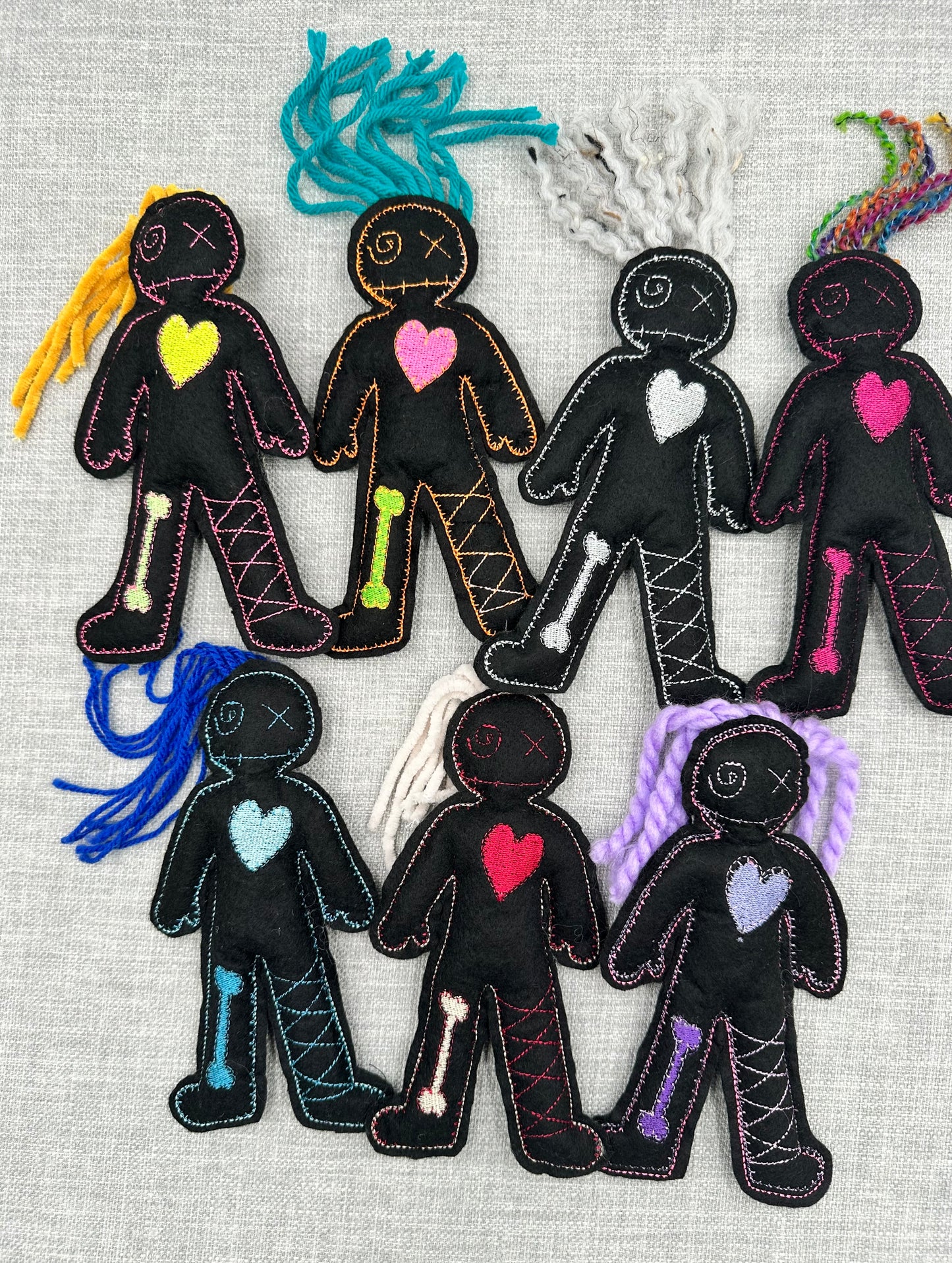 Handmade Mini Voodoo Doll Pocket Friends – Embroidered Felt Art Dolls – Collectible Lucky Charms